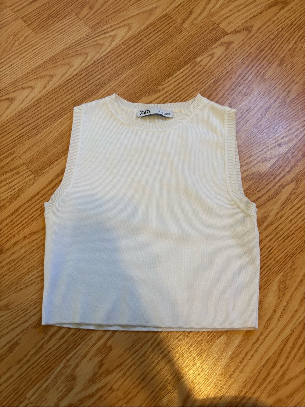 Zara womens Cream Ribbed Sleeveless Top cropped size medium